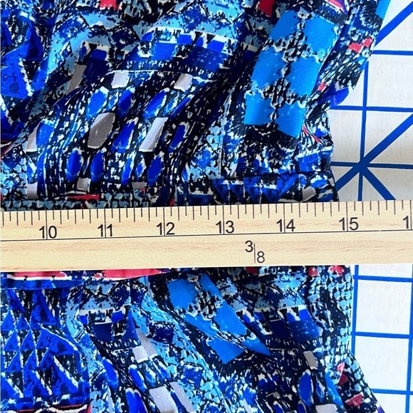 KUT FROM THE KLOTH GRETA JUMPSUIT SZ 6 HALTER TOP PLEATED SIDE POCKETS BLUE RED - Picture 10 of 13